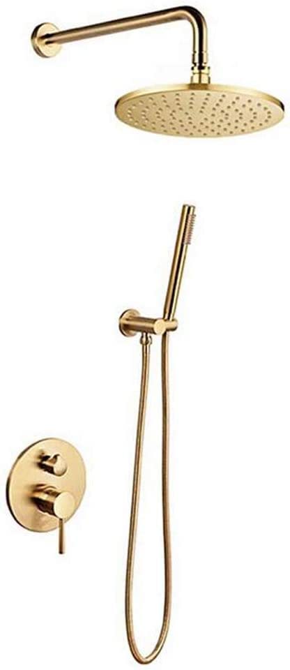 Ensemble de douche en laiton or brossé avec pomme ronde de 8 à 12 pouces