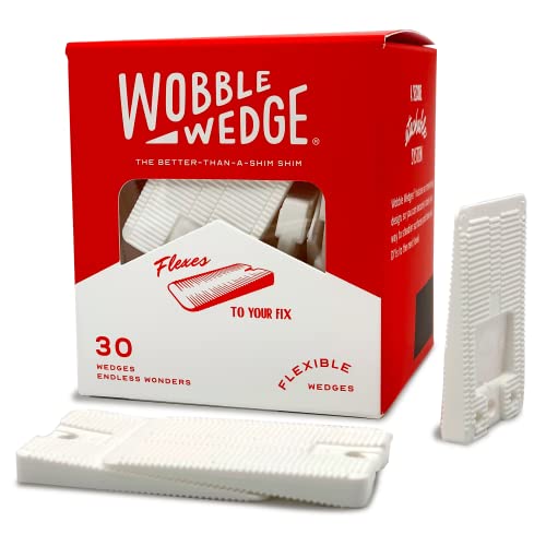 Wobble Wedges Flexible Plastic Shims, 30 Pack - Multi-Purpose Shim Wedges for Home Improvement and Work - Plastic Wedge, Table Shims, Toilet Shims, and Furniture Levelers - White Wedges, Leveling Feet