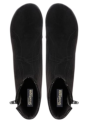 Image of Shoetopia Women's Block Heel Ankle Boots | Stylish Zip Closure Suede Finish Boots for Casual & Party Footwear