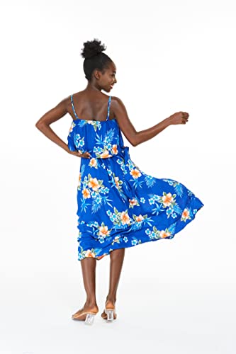 Image of Matchable Family Hawaiian Luau Men Women Girl Boy Clothes in Hibiscus Blue