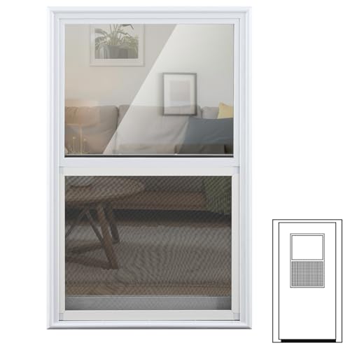 DoubleFill 24 x 38 Door Glass Insert Replacement Kit for Front or Exterior Doors Venting Sliding Window with Screen Double Pane Tempered Glass Insert for 1-3/4 Doors Home Improvement