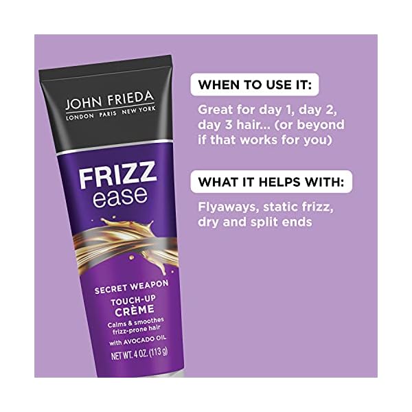 John Frieda Frizz Ease Secret Weapon Anti-Frizz Styling Cream, Frizz Control Touch-Up Crème with Avocado Oil, Helps to Calm and Smooth Frizz-prone Hair, 4 Ounce