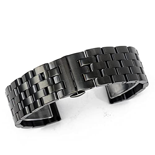 Correa de reloj de 20mm 22mm 24mm 26mm en acero negro plata unisex
