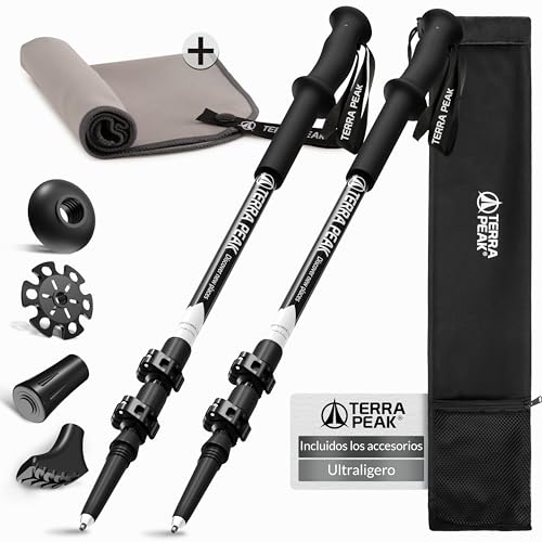 Terra Peak® Bastones de Senderismo telescópicos de Carbono (ultraligeros, Extensibles) - Palos Trekking, Nordic Walking, Trail Running, Montaña y Marcha Nordica para Hombre y Mujer Terra Peak® Bastones de Senderismo telescópicos de Carbono (ultraligeros, Extensibles) - Palos Trekking, Nordic Walking, Trail Running, Montaña y Marcha Nordica para Hombre y Mujer