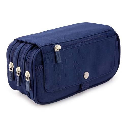 PracticDomus Astuccio portapenne triplo con ampi scomparti interni con cerniera singola per materiale scolastico e viaggio, Blue1918, Borse scolastiche PracticDomus Astuccio portapenne triplo con ampi scomparti interni con cerniera singola per materiale scolastico e viaggio, Blue1918, Borse scolastiche