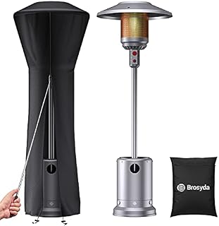 BROSYDA Patio Heater Cover with Telescopic Rod 226x85x48cm, 420D Oxford Heavy Duty Patio Heater Cover Waterproof with Zipper, Drawstring, Chiminea Cover Anti-UV, Snowproof, Dustproof