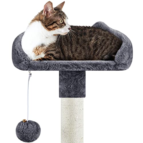 Yaheetech Arbre à Chat Multiniveau Tour pour Chat avec Perchoir à Oreilles de Chat Cachette Panier Plateforme Poteaux à Griffer Centre d’activités Taille 145 cm de Haut Gris Foncé - Image 7