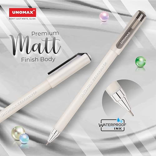 Image of UNOMAX Geltron Pearl 20 (20 Black) | Professional Ergonomic Design for Daily Use, Exam-Friendly | Fast-Flowing Ink, Writing Precision, Budget-Friendly,