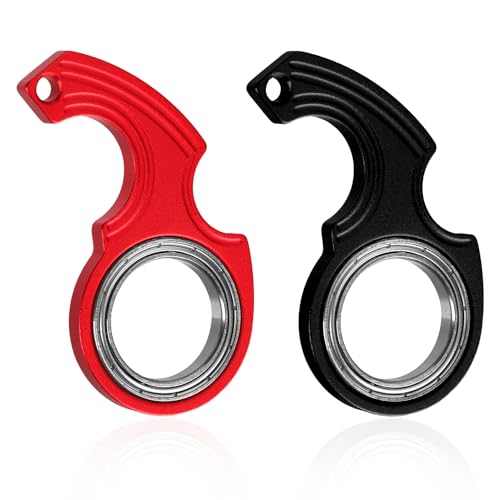 2pcs Porte-clés Spinner Toys avec 1,7cm de Diamètre Intérieur avec 2 Porte-Clés en Métal Keychain Spinner Fidget Ring Toy pour Enfants Adultes Soulagement...