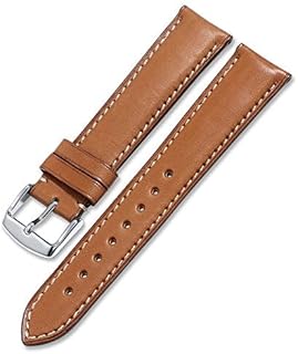 18mm Genuine Leather Watch Band Strap Fits PAG-240 & -40-40B PRG-40-40B Tan With White Stich Silver Buckle