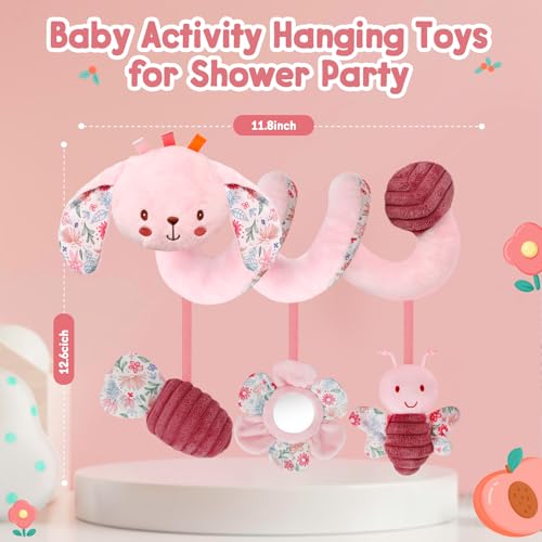 Image of TSYAN Car Seat Toys for Babies 0-6 Months Boy,Baby Spiral Hanging Plush Activity Toys Thank You Gifts for Newborn 0 3 6 9 12 Months Baby Boys Girls