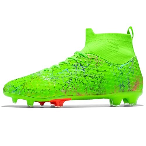 Image of Men's Soccer Shoes High-Top Soccer Cleats Outdoor Breathable Athletic Professional Spikes Youth Boys Football Shoes Unisex