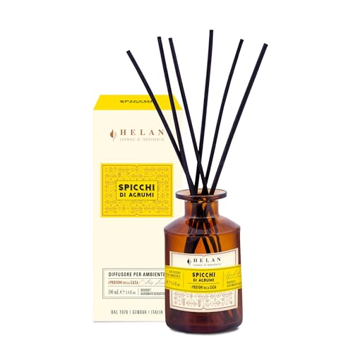 Helan Spicchi di Agrumi - Profumatore per Ambienti, Profumo Ambiente con Bastoncini per Diffusori dalle Note di Arancia Dolce - Idee Regalo Deodorante e Profumatori Ambiente, 100 ml - Made in Italy