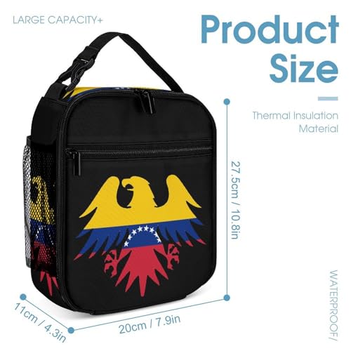 Venezuelan Ea-gles Flag Cute Print Backpack Set of 3 Portable Lunchbox Pencil Cases for Daily Travel4