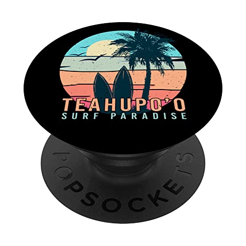 Teahupoo Surf Tahiti Surf Polinesia Francesa Sunset Surfer PopSockets PopGrip Intercambiable
