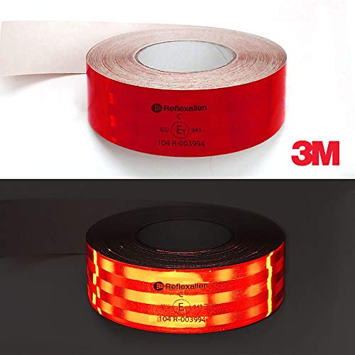 4R Quattroerre.it 32283 Klebefolie, zugelassen, reflektierend, 3 m, für Fahrzeuge, Rot, 50 mm x 1 m