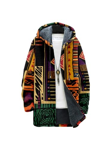 Hooded Cardigan Sweater for Mens Zipper Hoodies Vintage Aztec Graphic Hooded Sweatshirts Fleece Knit Sweater Jackets