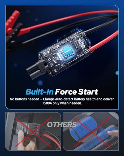 Image of AUTOONE M4 Jump Starter 8000A Car Battery Jumper Starter Portable, 12V Jump Pack (All Gas /12L Diesel) Jump Box for Car Battery with Built-in Booster, Storage Case, LED Light, Jumper Cables