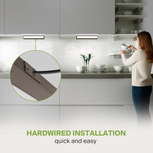 Image of ASD LED Under Cabinet Lighting, 18 inch 8W 715 LM, Dimmable Hardwired Under Cabinet Lights for Kitchen, 3000K Soft /4000K Cool /5000K Daylight, Under Counter Light Fixtures, ETL, Bronze, Bullnose Design