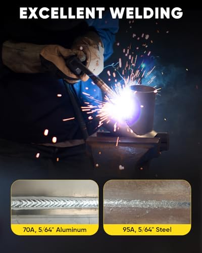 Image of H HZXVOGEN 205A MIG Welder, 110 /220V 5 in 1 Gas Pulse MIG /Flux Core Pulse MIG /Stick /Lift TIG /Spool Gun Welding Machine with Synergic Multiprocess Aluminum Welder Machine