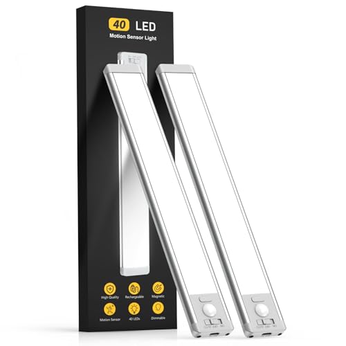MCGOR 10inch Under Cabinet Lighting, 2 Pack Rechargeable Motion Sensor Light Indoor,…