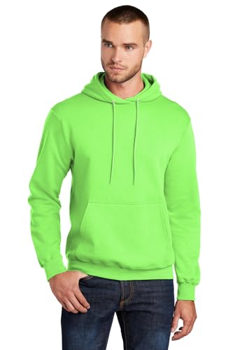 Port & Co Core Fleece Pullover Hooded Sweatshirt-PC78H-M-Neon Green