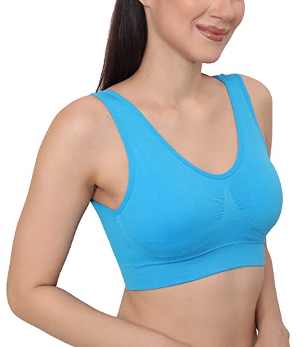 Image of GLAMORAS Women Nylon Elastane Lightly Padded Non Wired U Back Sports Bra | Seamless Stretchy Low Impact Yoga Workout Bra with Removable Pads - Size- Small to 4XL