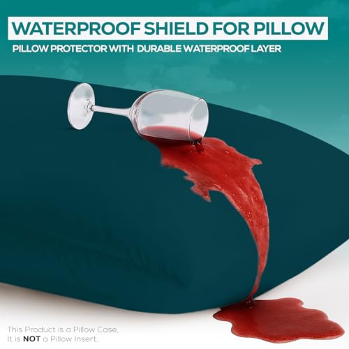Image of Utopia Bedding Premium 100% Waterproof Pillow Protectors with Zipper Queen Size (Set of 2), Bed Bug and Dust Mite Proof Zippered Pillow Covers, Pillow Encasement Cases, Teal