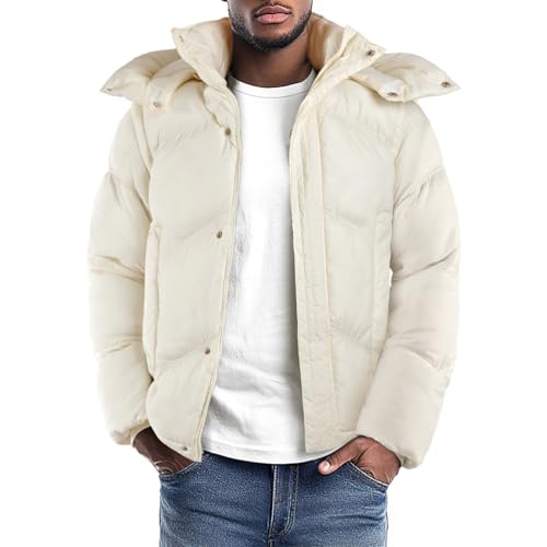 GINGTTO Men's Insulated Puffer Jackets with Detatchable Sleeves & Hood, Thermal Waterproof Coats for Men