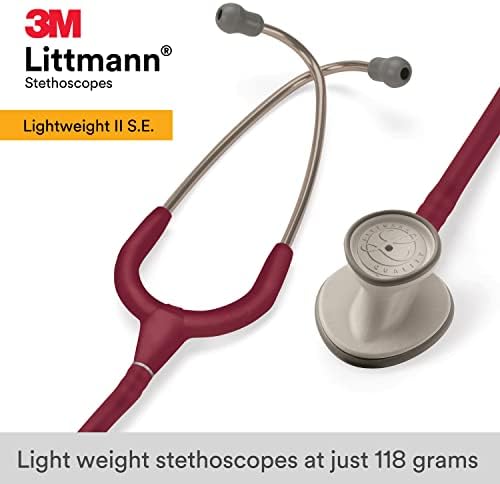 3M Littmann Lightweight II S.E. Stethoscopes, Burgundy Tube, 28 inch, 2451