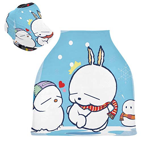 かわいい青白うさぎベビーカーシートカバーキャノピー伸縮性看護カバー幼児用母乳の男の子の女の子のための通気性防風冬のスカーフ
