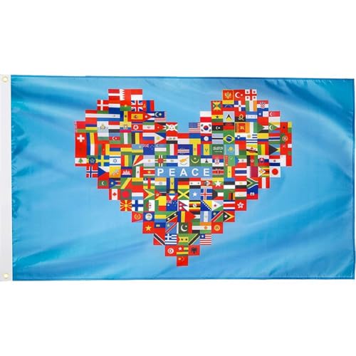 Muteitt Bandiere del Mondo, Pace, Amore, Cuore, Paese, Bandiera Esterno, Giardino, Esterno, Interno, Decorazioni per Casa, Striscioni, Decorazioni per Feste