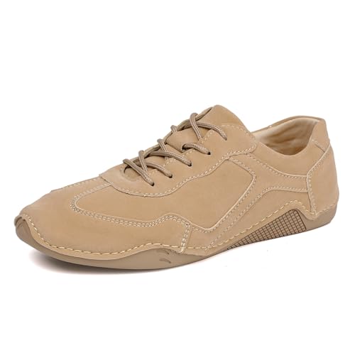Women's Suede Lace-Up Sneakers - Comfortable Casual Leather Shoes for Driving & Walking2