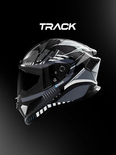 Image of HEADFOX N2F Track Full Face Bluetooth Helmet for Bike | Waterproof Smart Helmet for Men & Women | Built-in Bluetooth for Calls, ENC, Music & GPS | Voice Assist | ISI Certified
