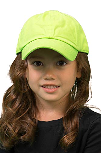 Kids Baseball Cap Unisex Low Profile Hat - Lime (2-5) #TOP1