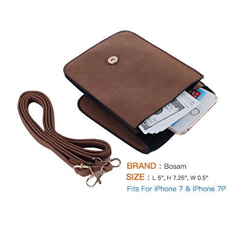 Bosam Matte Faux Leather Cell-Phone-Bag-Pouch-Woman Crossbody Purse Case With Touch Screen Window And Shoulder Strap (Brown) #TOP3