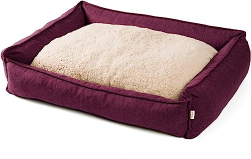 JAMAXX Premium Hundebett Orthopädisch Memory Visco Schaum Waschbar Wendekissen Wasserabweisend/Hundekörbchen Weicher Samtartiger Sofa Stoff Hundekissen Hundekorb PDB2002 (120 x 90 (L), Purple)