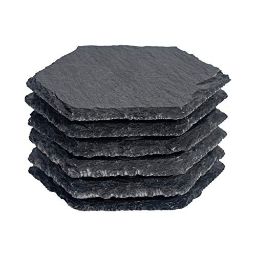 Argon Tableware sous-Verres en Ardoise - Naturel/Hexagonal - Lot de 6