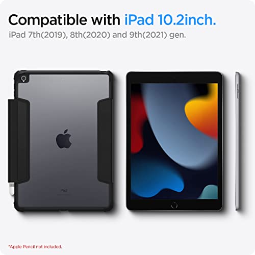 Image of Spigen for iPad 10.2 Case, iPad 9th /8th /7th Generation Case (2021 /2020 /2019), Ultra Hybrid Pro with Transparent Back and Pencil Holder, Black