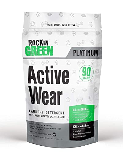 Rockin' Green Active Wear 45oz Bundle With Classic Rock Unscented Laundry Detergent Powder 45oz | All-Natural and Eco-Friendly | Non-Toxic and Safe for Sensitive Skin | Vegan and Biodegradable