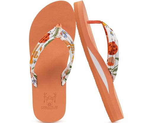 Image of KuaiLu Womens Arch Support Flip Flops Ladies Comfort Lightweight Soft Yoga Mat Cushion Walking Thong Sandals