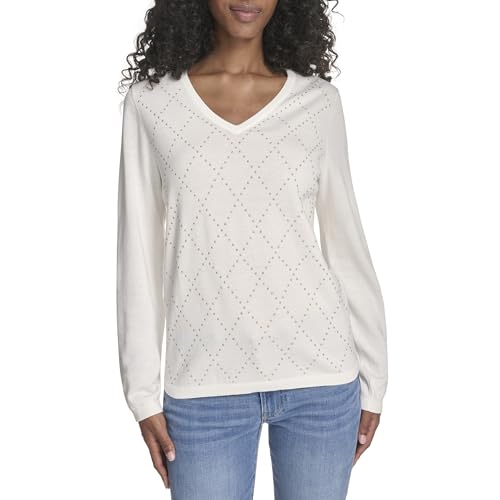 Tommy Hilfiger Women's Long Sleeve V-Neck Hotfix Cotton Sweater
