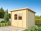Fjordholz Pultdach Gartenhaus Modell Ezra 3D 296 x 296 cm inkl. Fußboden Farbe Grau Imprägnierung