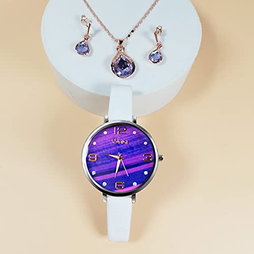 Moniss Conjunto de presente de 4 peças de colar de relógios femininos para mulheres, moda feminina,