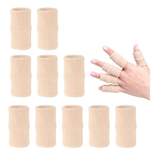 10-Pcs Finger Compression Sleeves – Breathable Support Brace for Finger Protection – Ideal for Basketball, Tennis, Cricket, Sports & Daily Use (Skin colour)