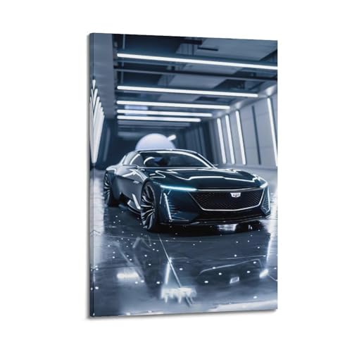 XHHOKA Luxus-Sportwagen-Konzept-Poster, High-Tech-Architektur, aerodynamisches Lichtdesign, dekorative Leinwand, Wand- und Kunstposter, Gemälde, 60 x 90 cm