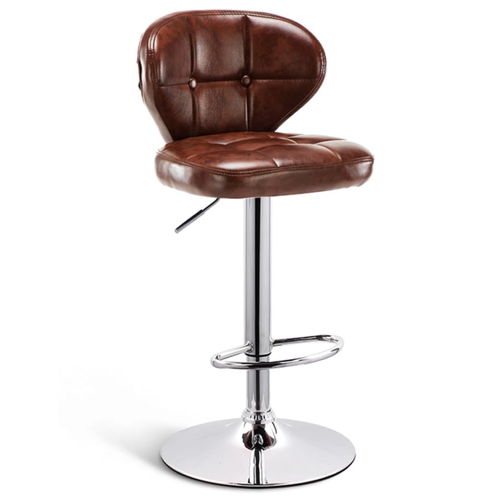 Bar Stools With Back Adjustable PU Leather 360°Swivel Counter Bar Chair With Footrest Home Kitchen Island Stool With Soft Cushion For Kitchen Counter(/Brown)