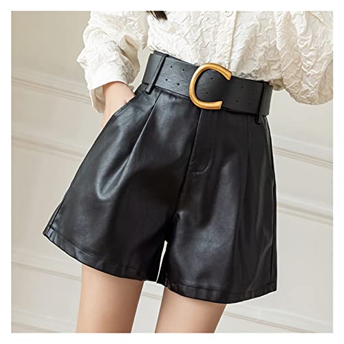 Short en cuir PU pour femmes coupe premium chic d'hiver avec poches