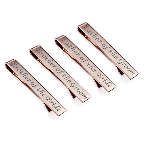 HAWSON 2 inch Tie Clips for Mens-Skinny Tie Bar Personalized Letter Tie Pin Father of The Bride Gifts Tie Bar Set for Wedding Anniversary Business and Best Gift
