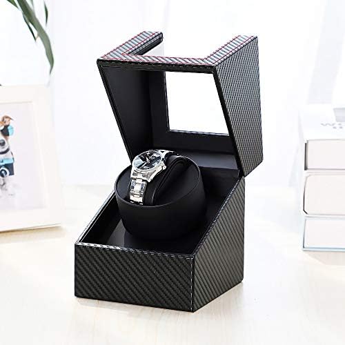 Eyeleaf Watch Winder Automatic Mechanical Leather Box with Quiet Motor Storage Display Watch Box for 1 Watch, Brown+Gray